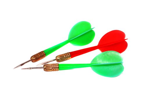Three darts green and red dart isolated                               