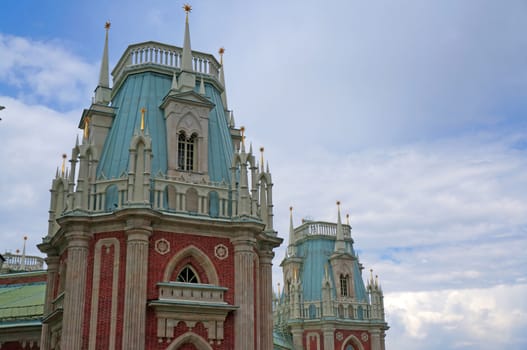Tower of the royal palace in Tsaritsyno in Moscow