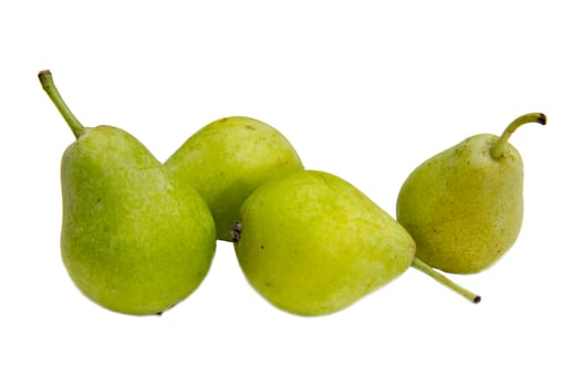 Small pears on white background