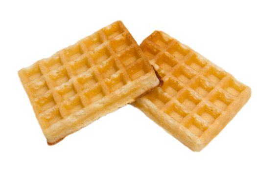 Some waffle on white background viewed from above