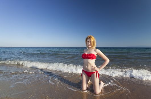 woman in a bikini on the beach