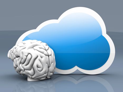 Intelligence of cloud computing. 3D rendered illustration.