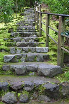 Long outdoor stone staircase at Asian Garden