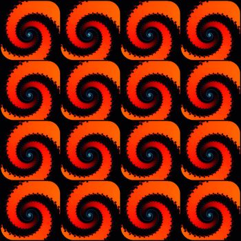 Digital computer graphic - seamless fractal ornament with spirals in a red colors for design.