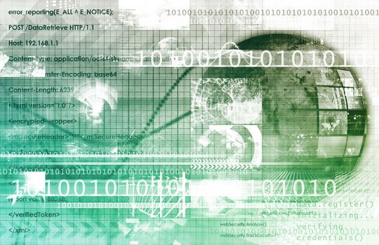 Technology Services on World Map Digital Art