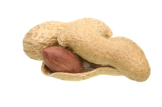 Close up image of fresh peanuts isolated on white