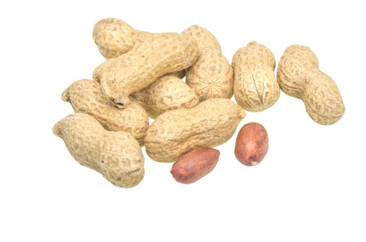 Fresh peanuts isolated on a white background