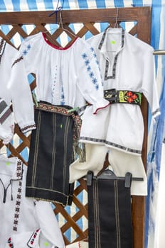 Romanian traditional clothes for sale at market.