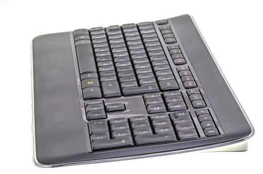 Black wireless keyboard isolated on a white background