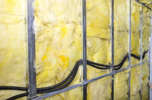 Heat isolation wall project with mineral wool