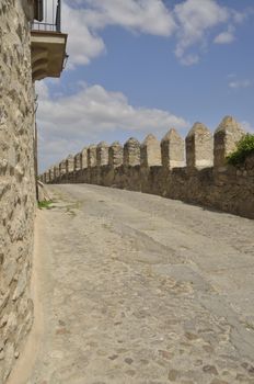 Cobblestone path  in Trujillo, a town in the province of Caceres in Extremadura, Spain.