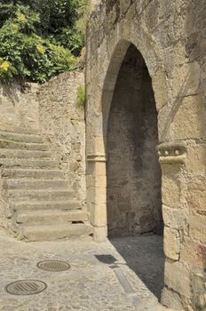 Stone stairs Trujillo, a town in the province of Caceres in Extremadura, Spain.