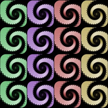 Digital computer graphic - seamless fractal ornament with spirals for design.