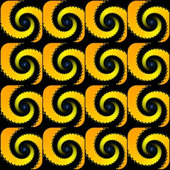 Digital computer graphic - seamless fractal ornament with spirals in a yellow colors for design.