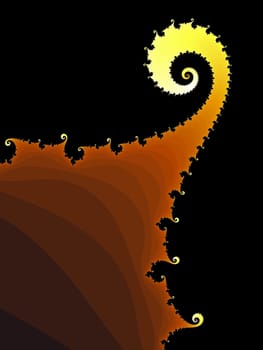 Digital computer graphic - rendering. Patterned fractal spiral for design.