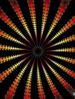 Digital computer graphic - rendering. Patterned fractal spiral for design.