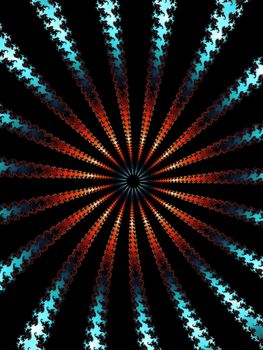 Digital computer graphic - rendering. Patterned fractal spiral for design.