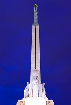 The Freedom Monument in Riga, Latvia.  The memorial honours the soldiers killed during the Latvian War of Independence in 1918-1920.