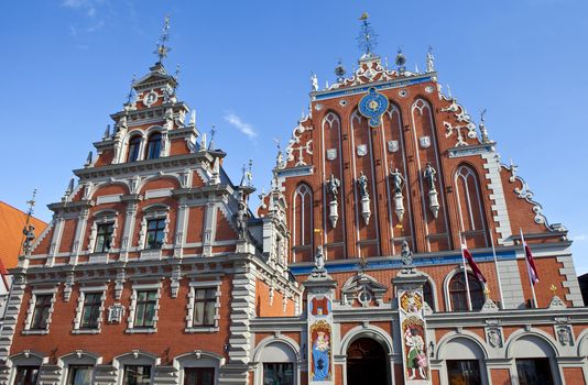 The historic House of the Blackheads in the old town of Riga in Latvia.