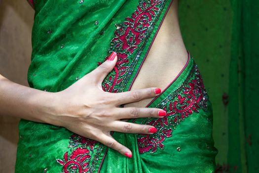 closeup of a beautiful indian woman in a saree