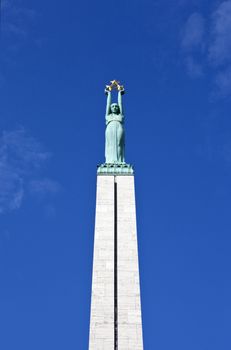 The Freedom Monument in Riga, Latvia.  The memorial honours the soldiers killed during the Latvian War of Independence in 1918-1920.