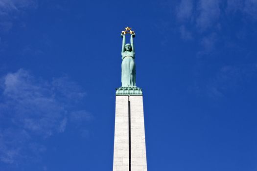 The Freedom Monument in Riga, Latvia.  The memorial honours the soldiers killed during the Latvian War of Independence in 1918-1920.