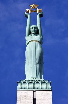 The Freedom Monument in Riga, Latvia.  The memorial honours the soldiers killed during the Latvian War of Independence in 1918-1920.