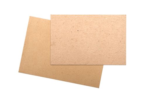 Brown envelopes Cardboard sheet of recycle paper gift cards and invitations isolated on white background.