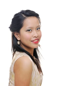 Happy asian asian girl smiling wearing makeup