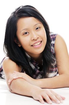 Asian lady looking happy and smiling with natural look