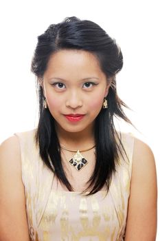 Asian lady looking sewrious in beauty portrait