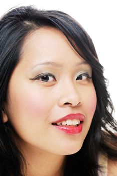Asian girl closeup portrait of face with makeup
