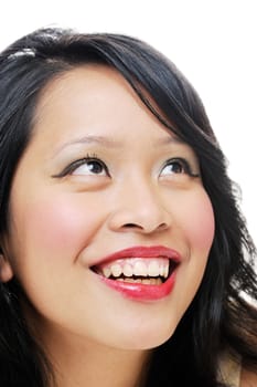 Asian lady smiling and happy closeup portrait