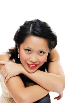 Portrait of asian lady looking happy with makeup