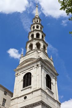 The historic St. Bride's Church in the City of London.