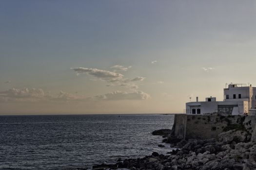 Bastions of the old town of Gallipoli (Le) in the southern Italy: now a restaurant