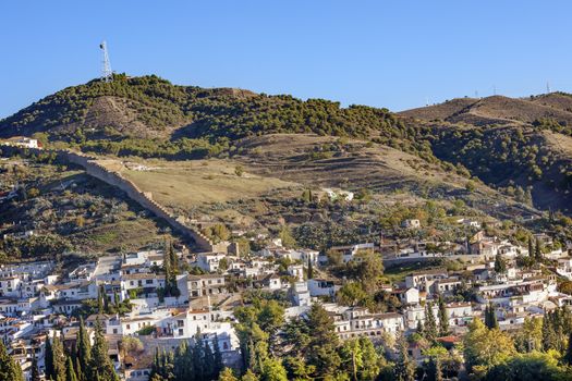 Ciityscape Walls Granada Bulidings Mountain Churches Andalusia Spain  