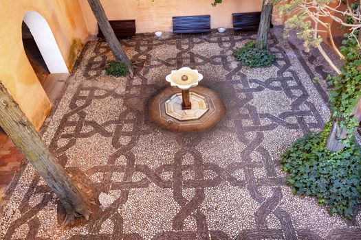 Alhambra Mosaic Garden Fountain Granada Andalusia Spain  