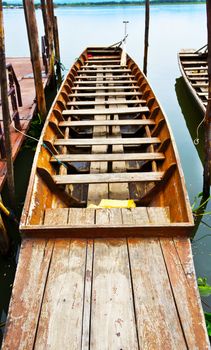 Antique wooden boat ferries transport people up to 6 people