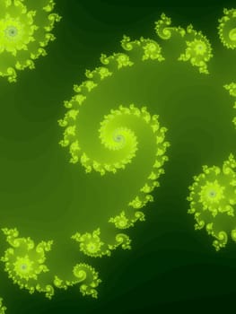 Digital computer graphic - rendering. Patterned fractal spiral for design.