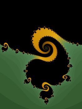 Digital computer graphic - rendering. Patterned fractal spiral for design.