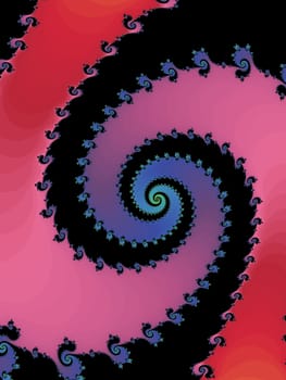 Digital computer graphic - rendering. Patterned fractal spiral for design.
