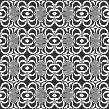 Digital computer graphic - seamless decorative ornament in a black - white colors  for design.