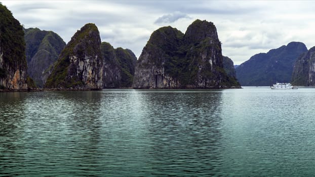 Ship in Ha Long Bay, Vietnam. View from Ship.