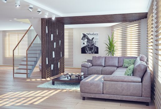 modern living room interior. contemporary 3d concept 