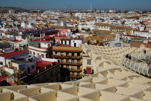 Metropol Parasol is a wooden building placed in La Encarnacion square, in the old quarter of Seville, Spain. It was designed by the German architect Jurgen Mayer-Hermann and completed in April 2011. The building is popularly known as Encarnacion's mushrooms.