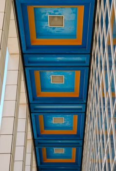 Multicolored ceilling in a building of Seville, Spain