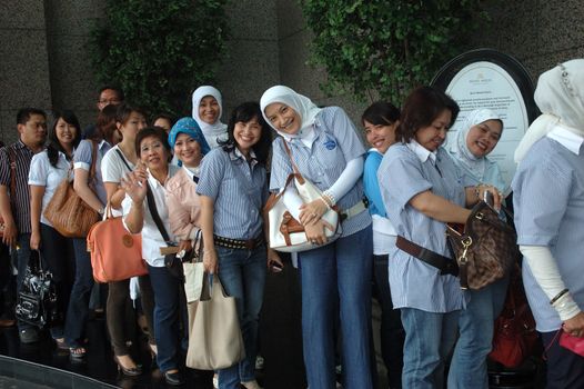 jakarta, indonesia-september 21, 2010: AXA spirit day 2010 participants at mulia hotel senayan, jakarta-indonesia.