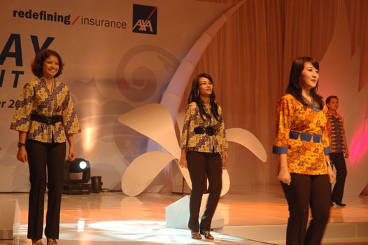 jakarta, indonesia-september 21, 2010: AXA indonesia employee performing in AXA spirit day at mulia hotel senayan, jakarta-indonesia.