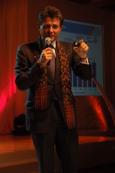 jakarta, indonesia-september 21, 2010: AXA CEO-Henri de Castries giving his speech in AXA spirit day at mulia hotel senayan, jakarta-indonesia.